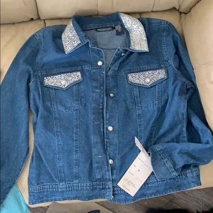 Denim jacket with rhinestones